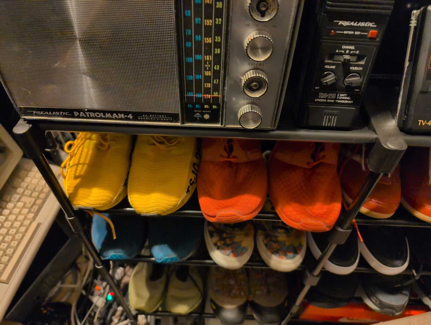 Collectable radios and electronics and shoes